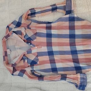 Long flowy plaid shirt